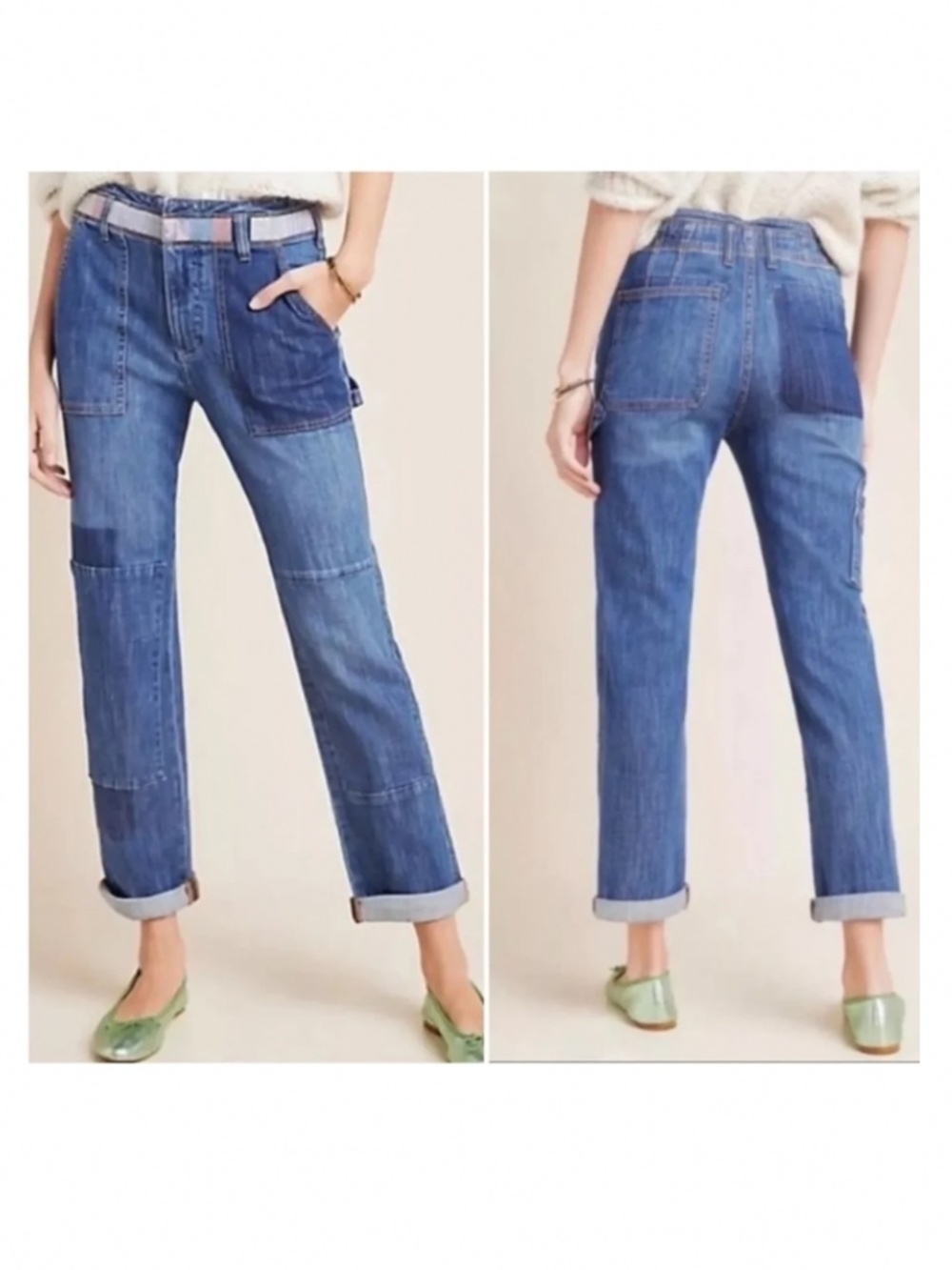 Anthropologie PILCRO and the Letterpress size 31 petite patchwork denim